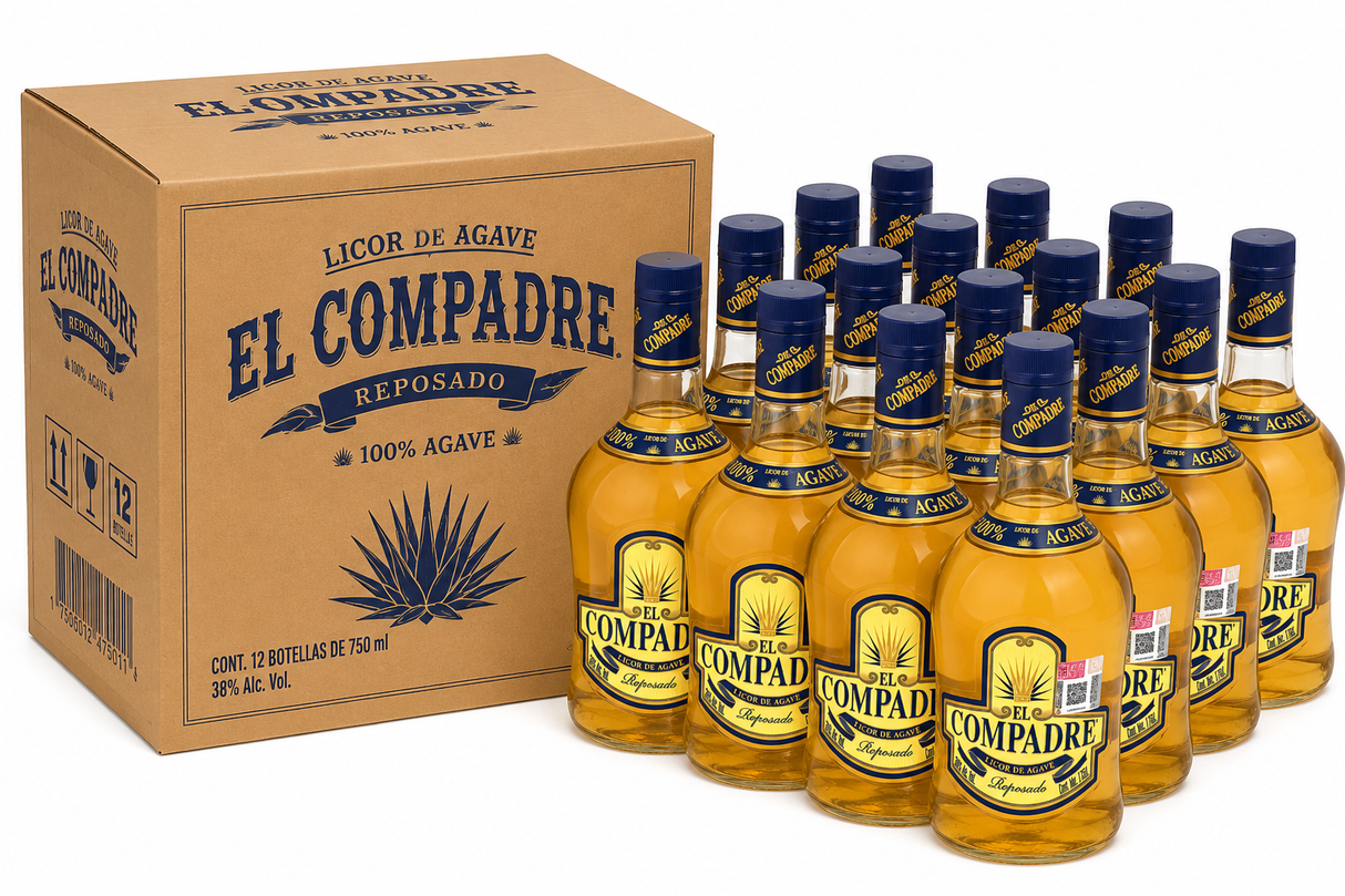 Caja de 12 Destilado de Agave El Compadre 750 ml 100% Agave | Trento Cocinas