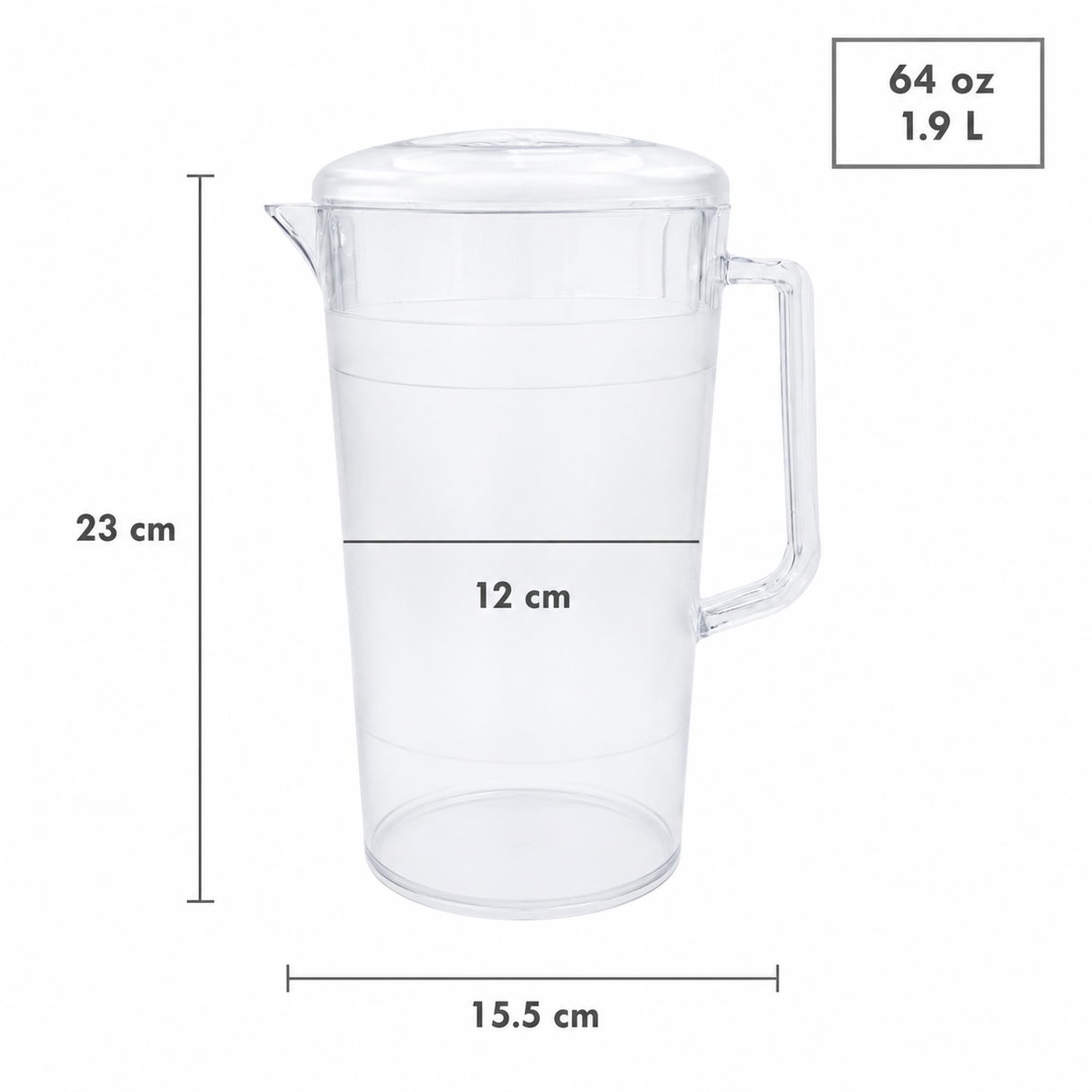 Jarra de Policarbonato 1.9 L con Tapa Resistente para Bebidas | Trento Cocinas