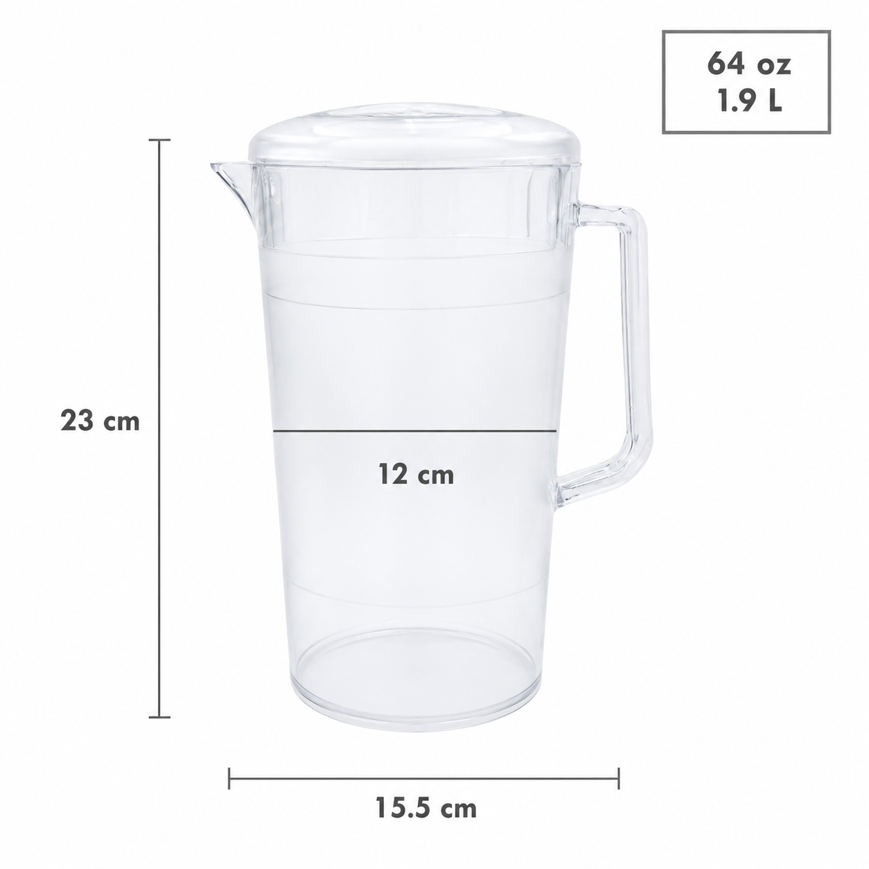 Jarra de Policarbonato 1.9 L con Tapa Resistente para Bebidas | Trento Cocinas
