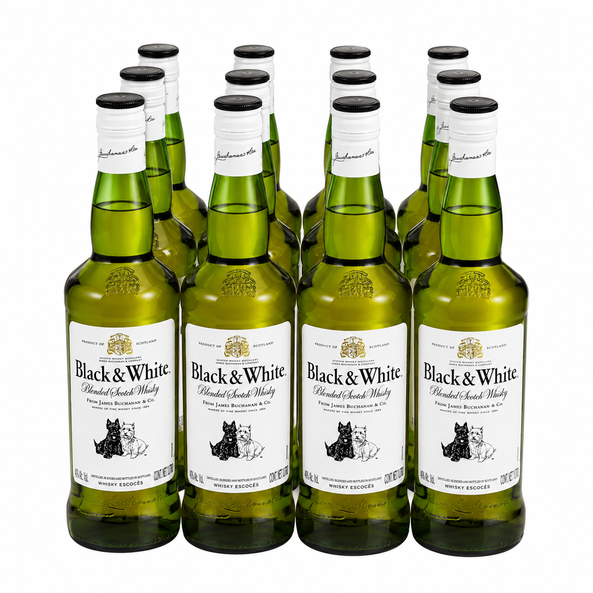 Caja de 12 Whisky Black & White Blended Scotch 700 ml | Whisky Escocés Original