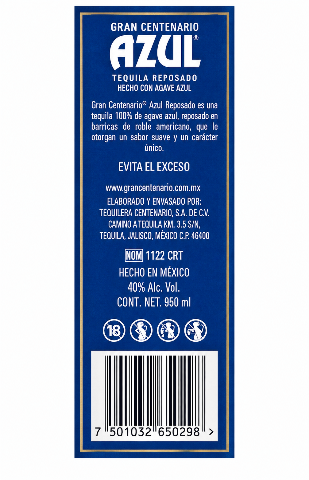 Caja de 12 Tequila Centenario Azul Reposado 950 ml Original | Trento Cocinas