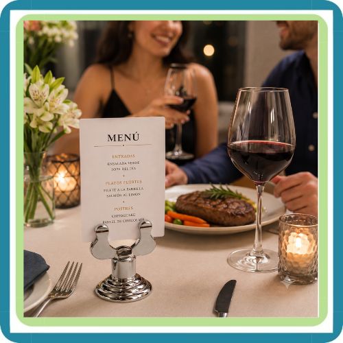 Porta Menú de Mesa 4 cm Acero Inoxidable Thunder | Exhibidor para Restaurantes | Trento Cocinas