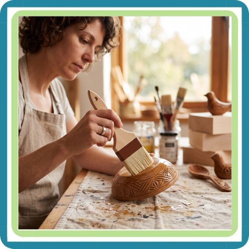 Brocha Plana 5 cm Pelo de Jabalí Mango de Madera para Repostería | Trento Cocinas