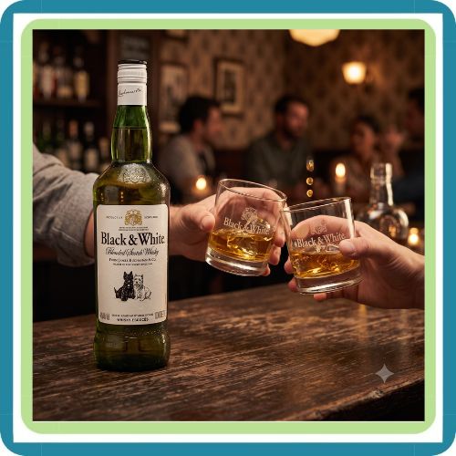 Caja de 12 Whisky Black & White Blended Scotch 700 ml | Whisky Escocés Original