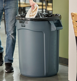 RUBBERMAID FG263200GRAY CONTENEDOR BASURERO REDONDO 32 GALONES POLIETILENO GRIS