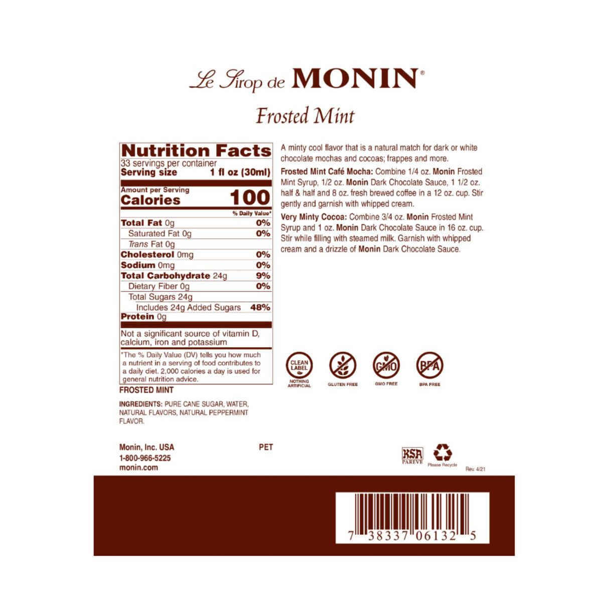 Jarabe Saborizante 750 Ml Monin Varios Sabores