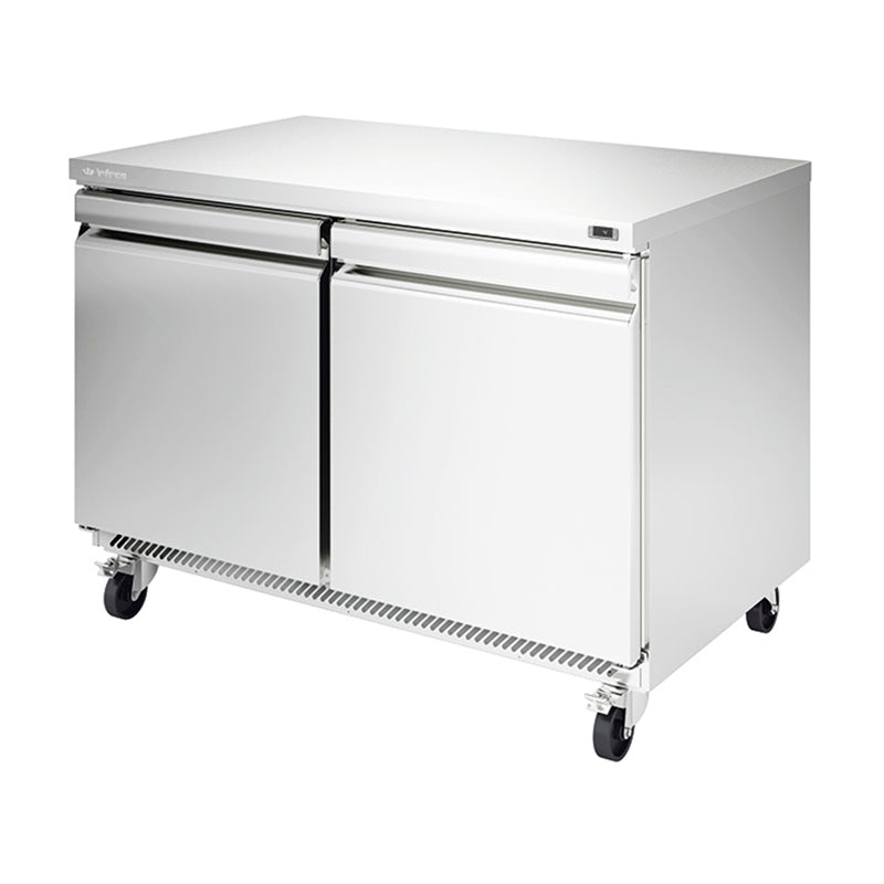 INFRICO UC48R MESA REFRIGERADA 14 PIES 2 PUERTAS SOLIDAS ACERO INOXIDABLE